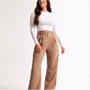 Abercrombie & Fitch Tan Sloane Tailored Wide-leg Pants 16/33